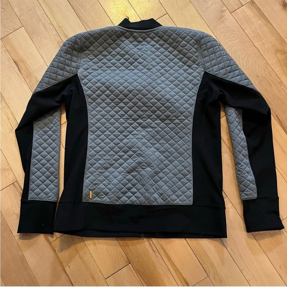 Lucy Gray and Black Quilted Athletic Jacket size medium zip front